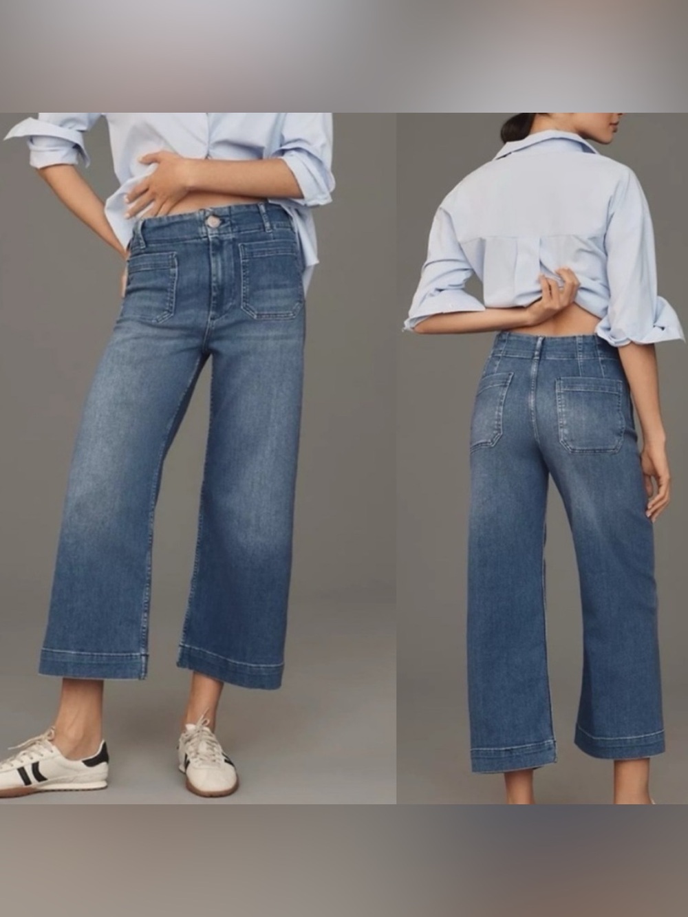 Anthropologie Maeve The Colette Wide Leg Cropped Jeans Medium Wash Sz 29 - Picture 12 of 12